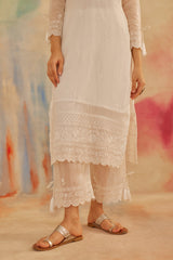 Vanshika Gaba in Aseem Ivory White Embroidered Straight Suit Set