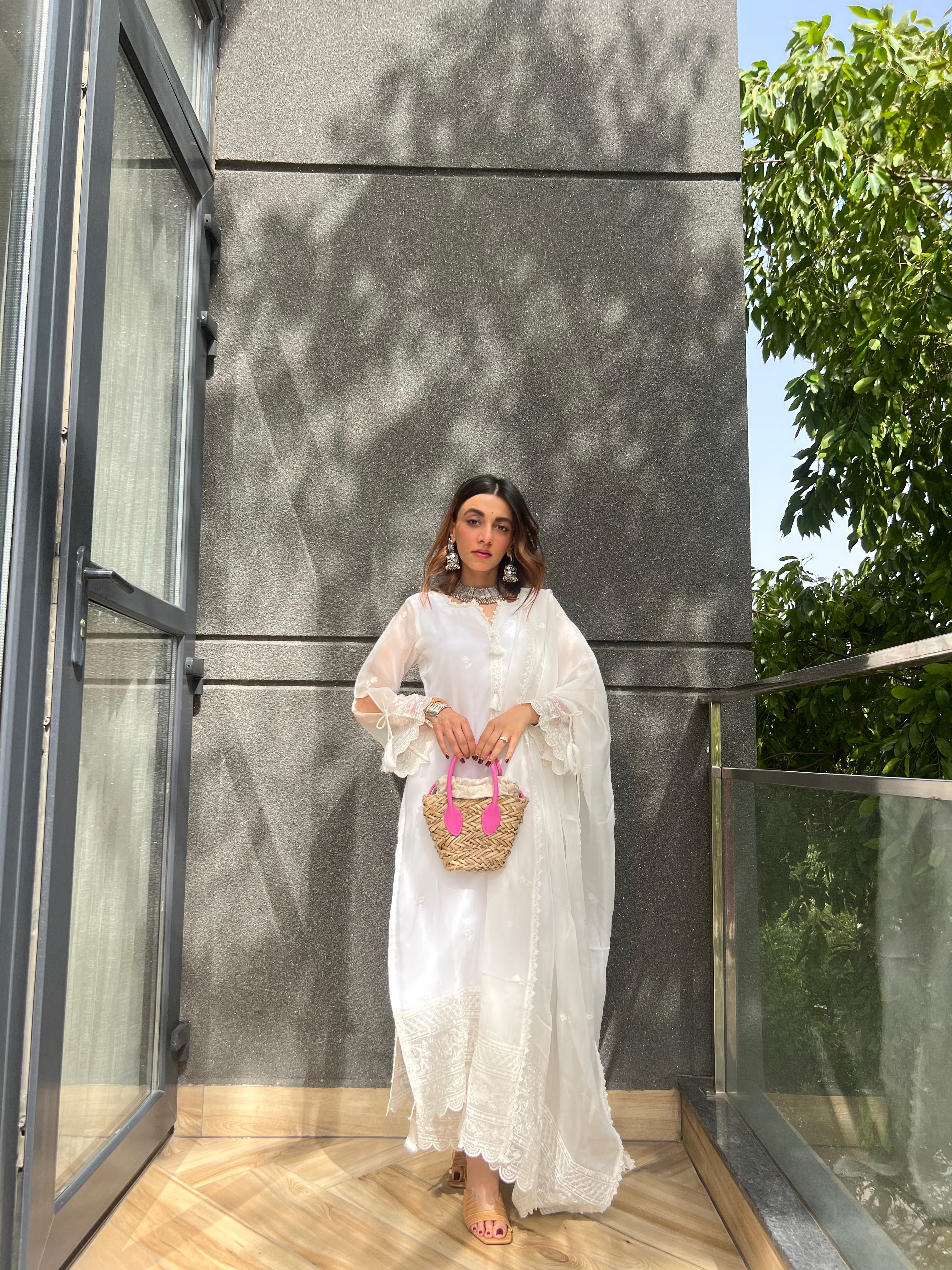 Mehak Jain in  Aseem Ivory White Embroidered Straight Suit Set