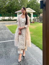 Jasnoor Anand in Hazel Beige Chanderi Suit Set