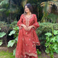 Heena Sachdeva in Rust Chanderi Suit Set