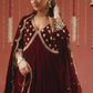 ANTARA - Velvet Maroon Anarkali Set