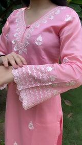 Nandita Miglani Blossom Pink Chanderi Suit Set