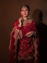 Srishti Takkar in Sunehri Maroon Sharara Set