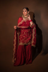 Srishti Takkar in Sunehri Maroon Sharara Set