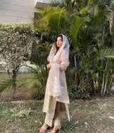 Kavya Chauhan in Hazel Beige Chanderi Suit Set