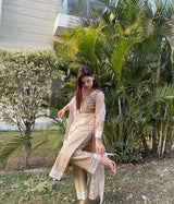 Kavya Chauhan in Hazel Beige Chanderi Suit Set