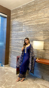 Ritika Singh in Sunehri Blue Suit Set