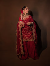 Srishti Takkar in Sunehri Maroon Sharara Set
