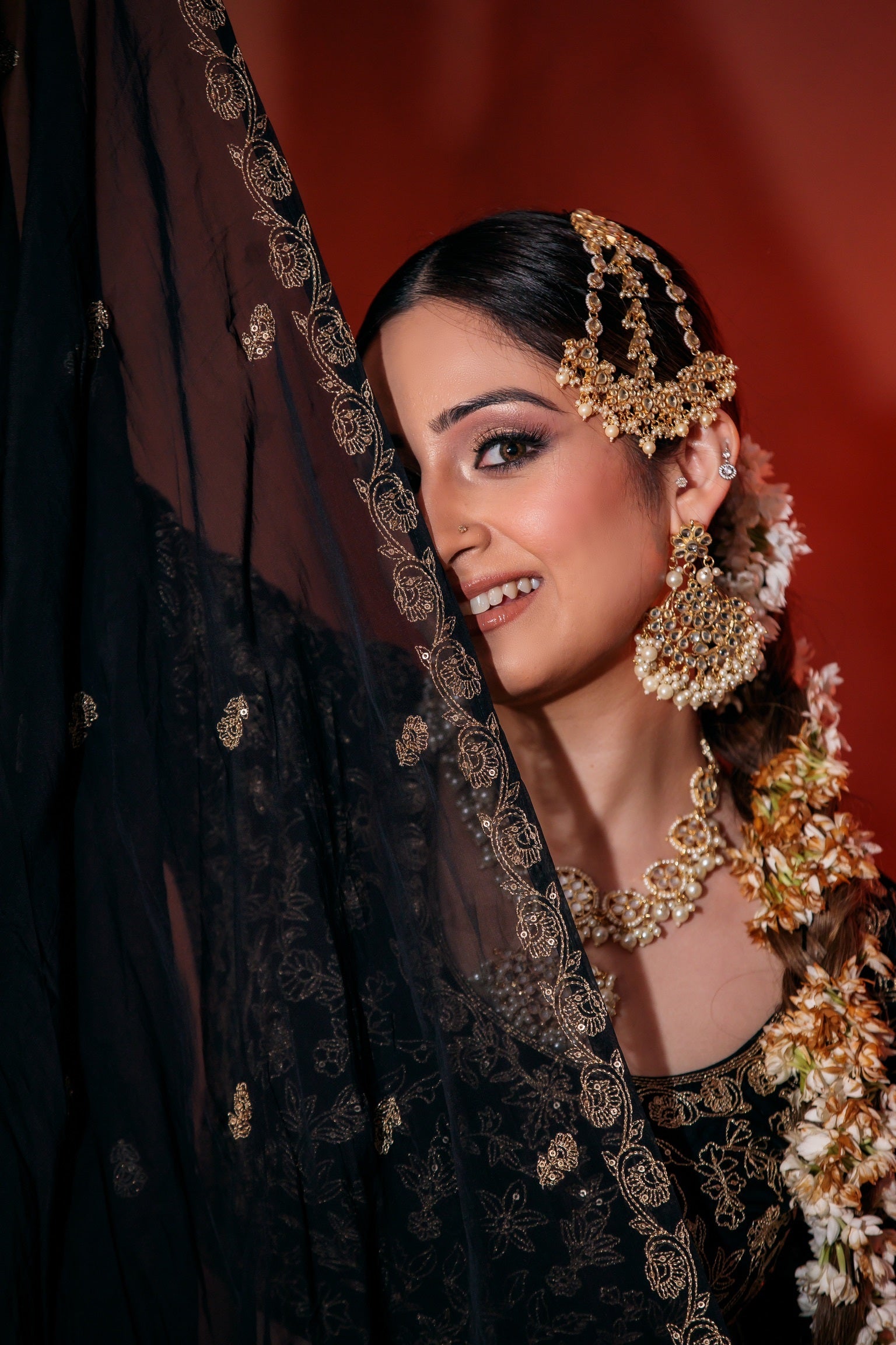 Srishti Takkar in Sunehri Black Lehenga Set