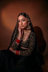 Srishti Takkar in Sunehri Black Lehenga Set