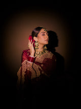 Srishti Takkar in Sunehri Maroon Sharara Set