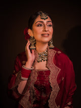 Srishti Takkar in Sunehri Maroon Sharara Set