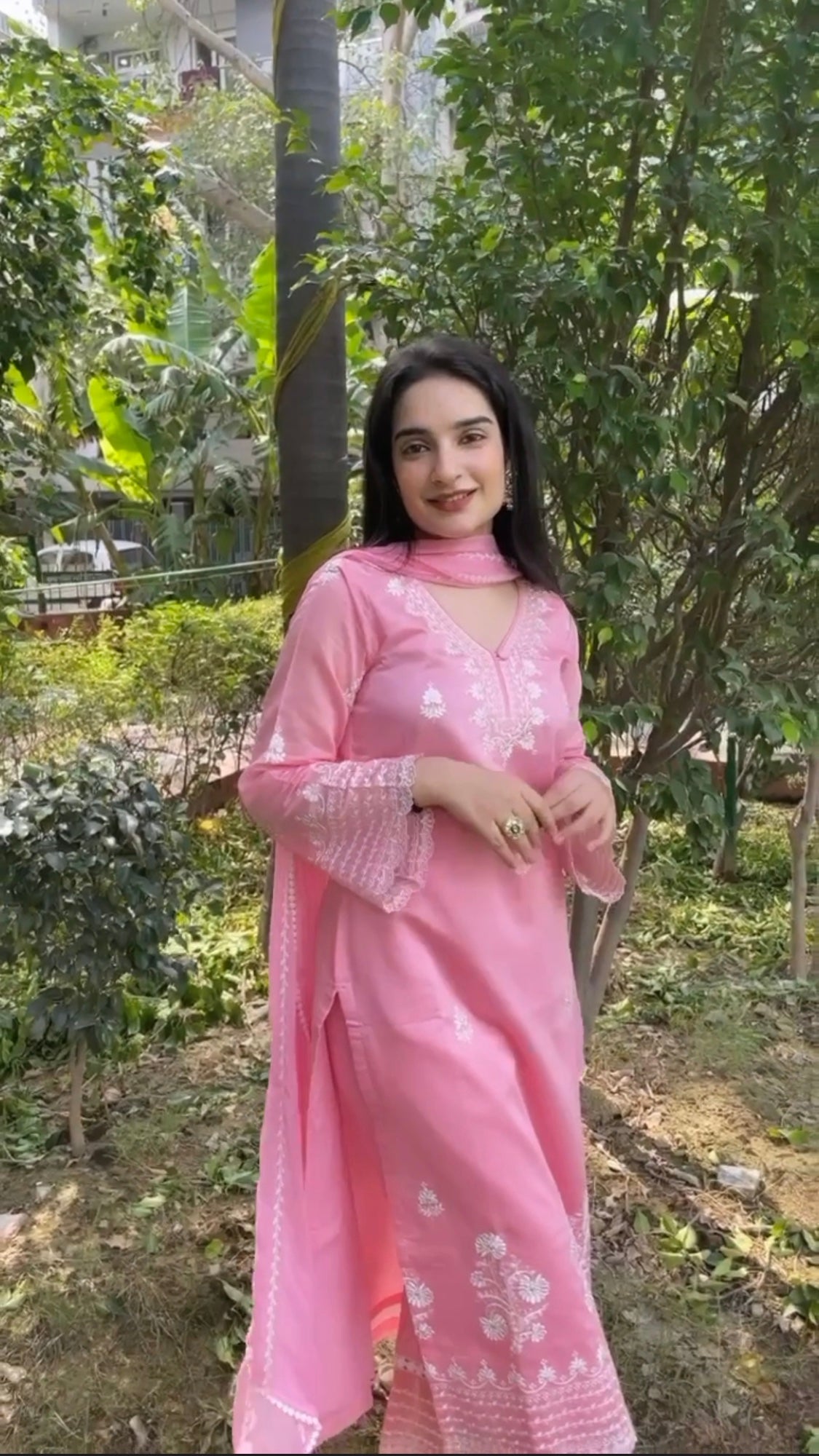 Nandita Miglani Blossom Pink Chanderi Suit Set