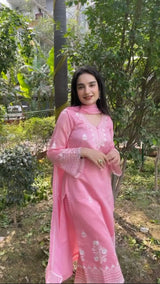 Nandita Miglani Blossom Pink Chanderi Suit Set