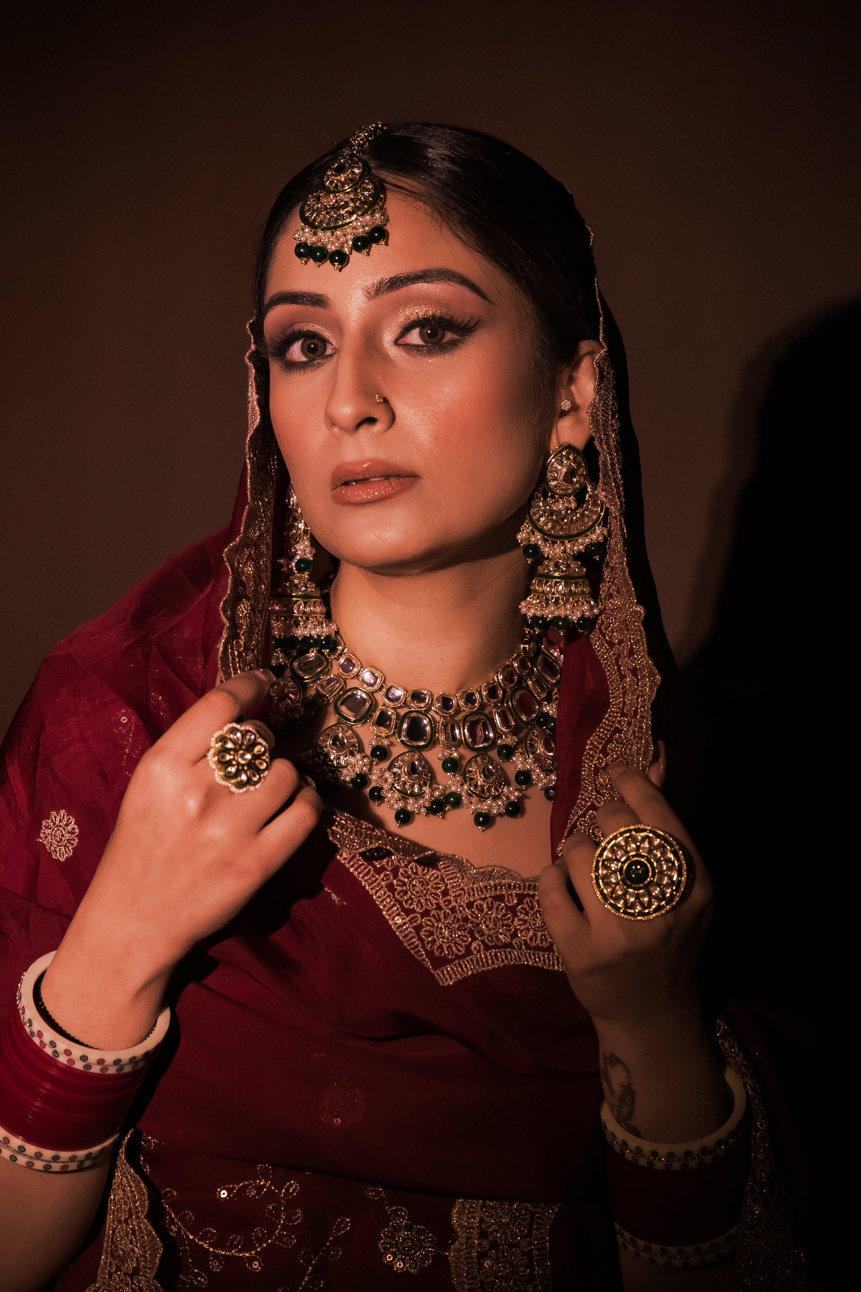 Srishti Takkar in Sunehri Maroon Sharara Set