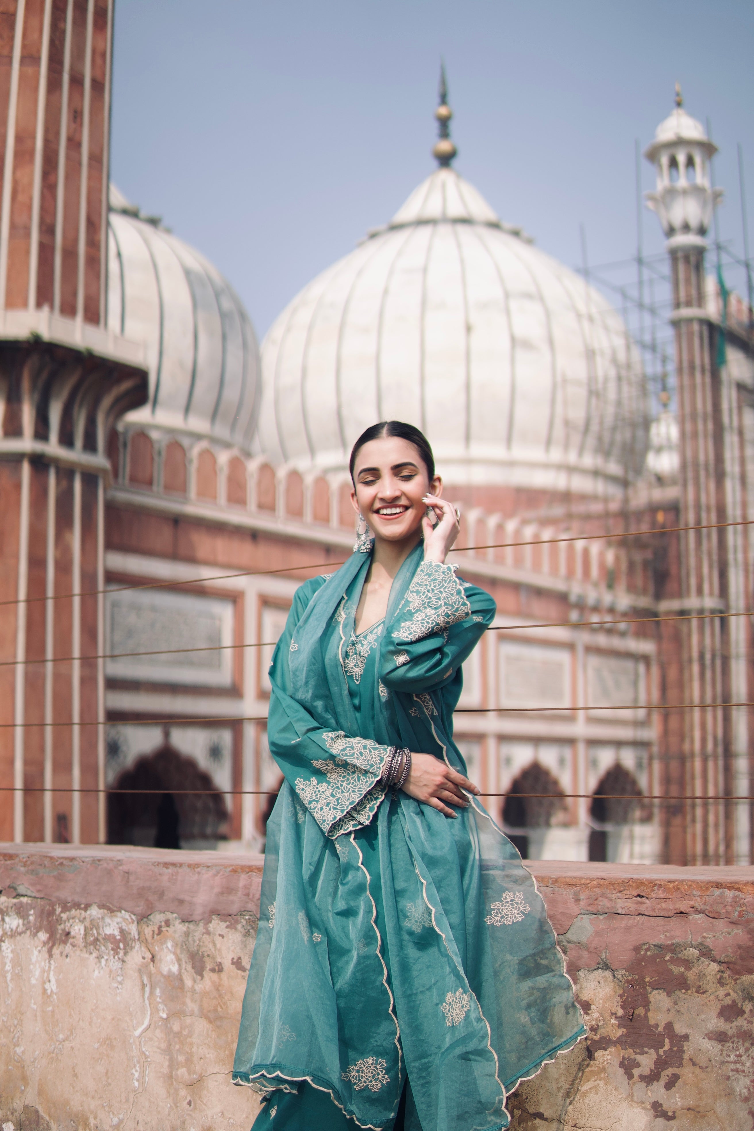 Dr. Taniya Bakshi in Pine Green Chanderi Silk Suit Set