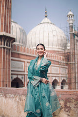 Dr. Taniya Bakshi in Pine Green Chanderi Silk Suit Set