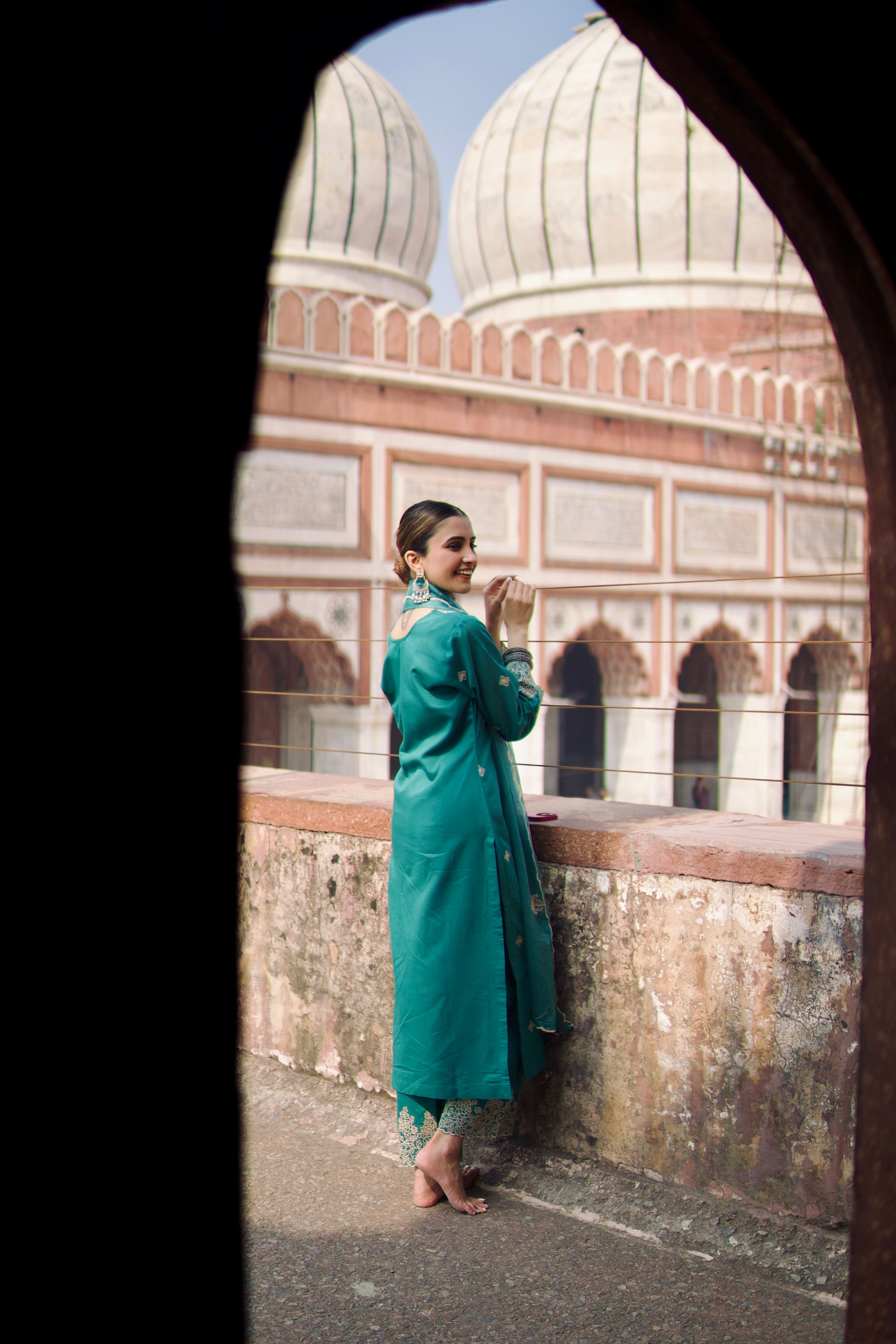 Dr. Taniya Bakshi in Pine Green Chanderi Silk Suit Set