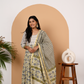 Grey and Off White Cotton Anarkali Set
