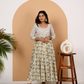 Grey and Off White Cotton Anarkali Set