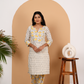 Yellow and Off White Cotton Salwar Set