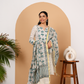 Teal and Off White Cotton Salwar Set