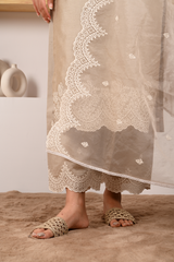 Hazel Beige Chanderi Suit Set