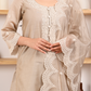 Hazel Beige Chanderi Suit Set
