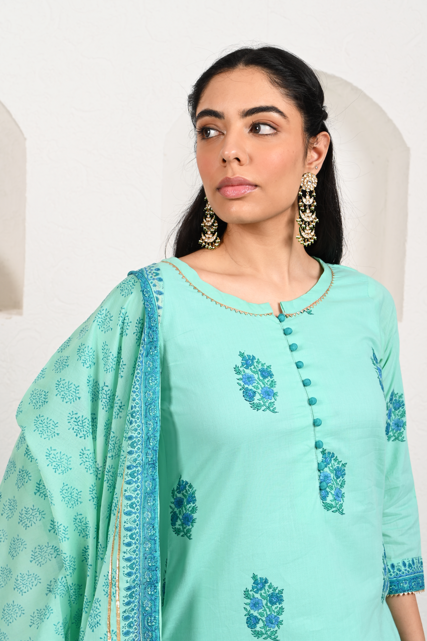 Turquoise Blue Cotton Garara Set