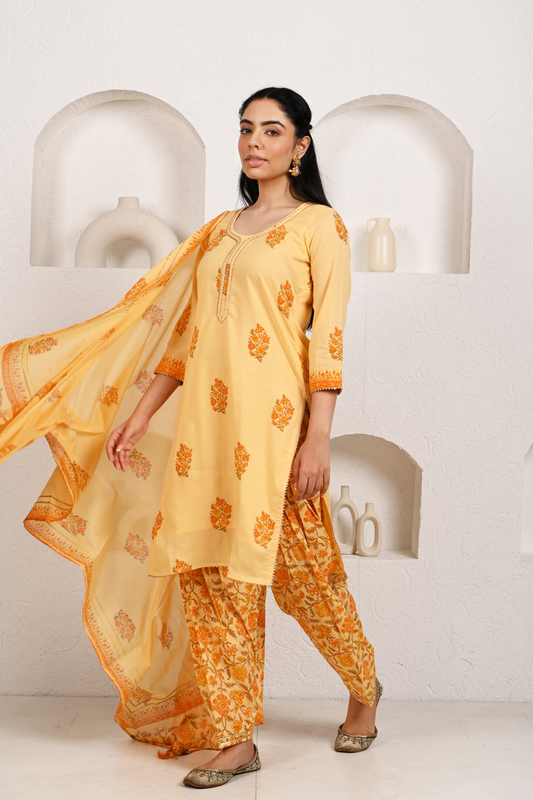 Soft Yellow Cotton Salwar Set