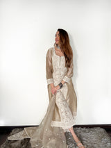 Shreya Lakhani in Hazel Beige Chanderi Suit Set