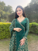 Sheenam Rajta in Sunehri Green Angrakha Anarkali Set
