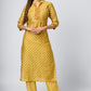 Gold Yellow Silk Chanderi Kurti Set