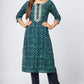 Blue Cotton Batik Kurti Set
