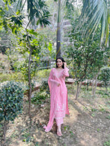 Nandita Miglani Blossom Pink Chanderi Suit Set