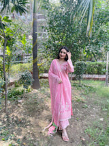 Nandita Miglani Blossom Pink Chanderi Suit Set