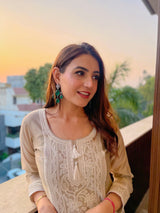 Rubal Wadhwa in Hazel Beige Chanderi Suit Set