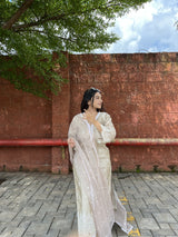 Kajal Gandhi in Hazel Beige Chanderi Suit Set