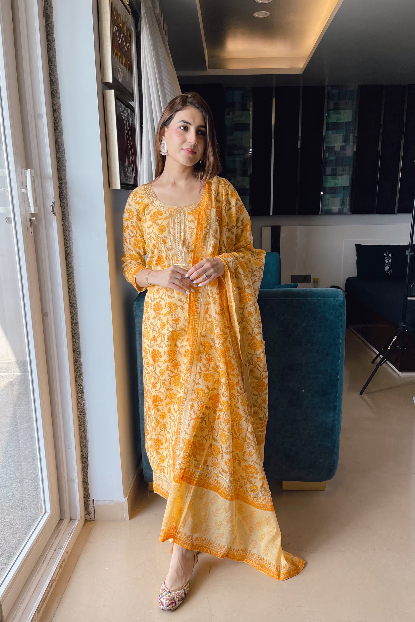 Rubal Wadhwa in Soft Yellow Cotton Suit Set