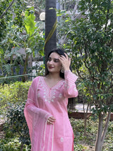 Nandita Miglani Blossom Pink Chanderi Suit Set