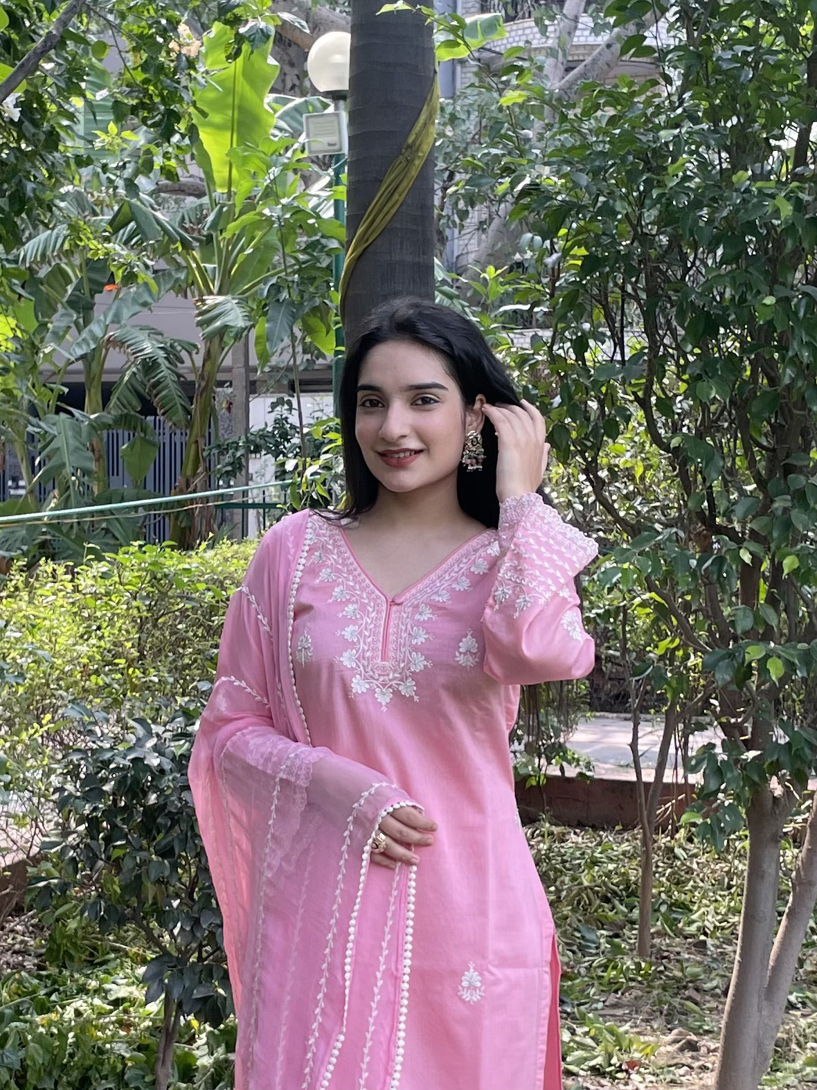 Nandita Miglani Blossom Pink Chanderi Suit Set