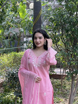 Nandita Miglani Blossom Pink Chanderi Suit Set