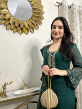 Nandita Miglani in Sunehri Green Suit Set