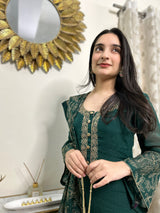 Nandita Miglani in Sunehri Green Suit Set