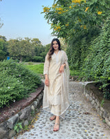 Shivali Katoch in Hazel Beige Chanderi Suit Set