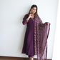 Simran Kaur in Sunehri Purple Angrakha Anarkali Set