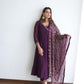 Simran Kaur in Sunehri Purple Angrakha Anarkali Set