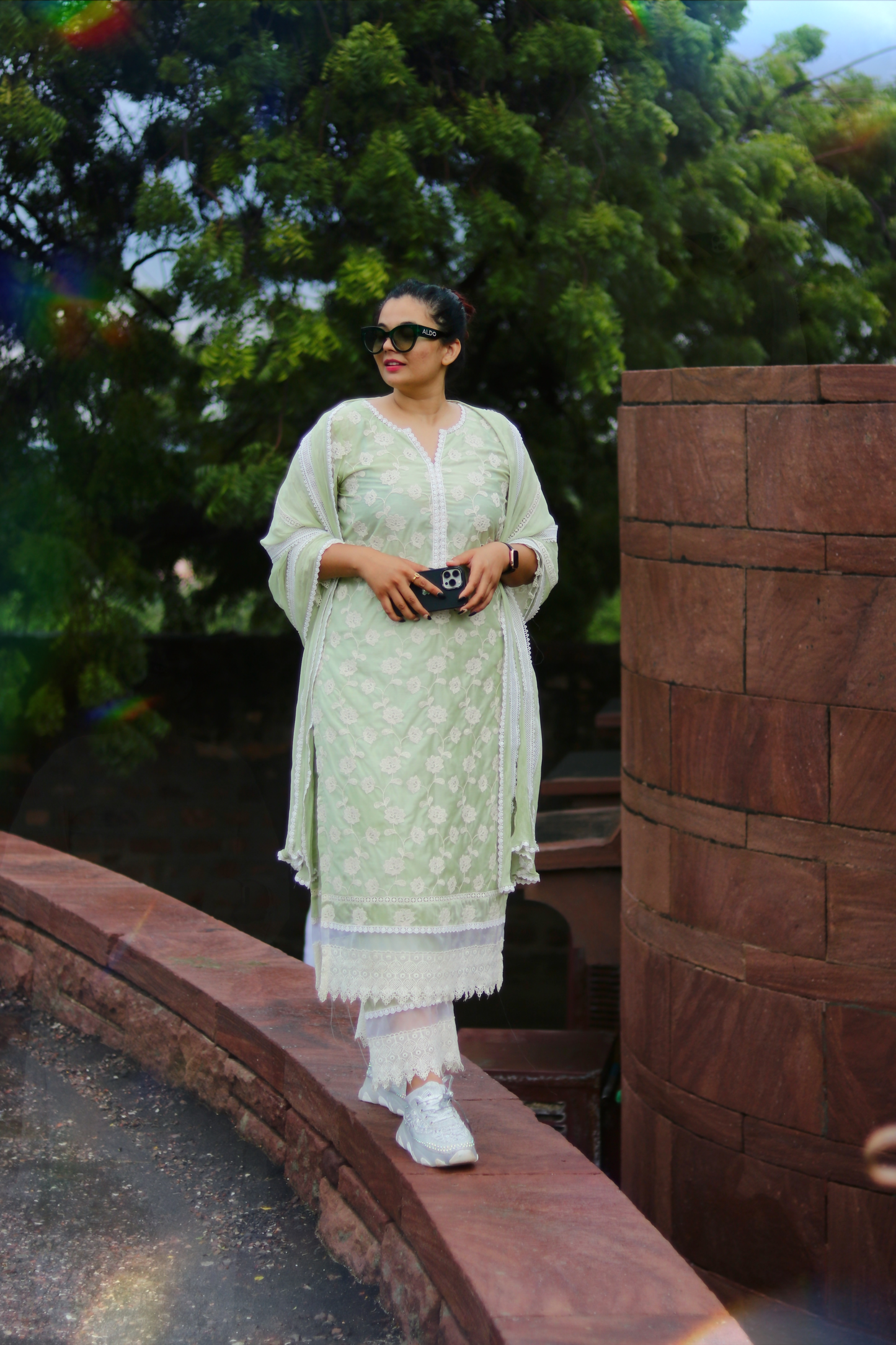 Ipsa Shah in Floral Green Chanderi Suit Set