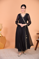 Sunehri Black Angrakha Anarkali Set