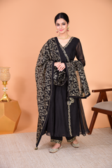 Sunehri Black Angrakha Anarkali Set